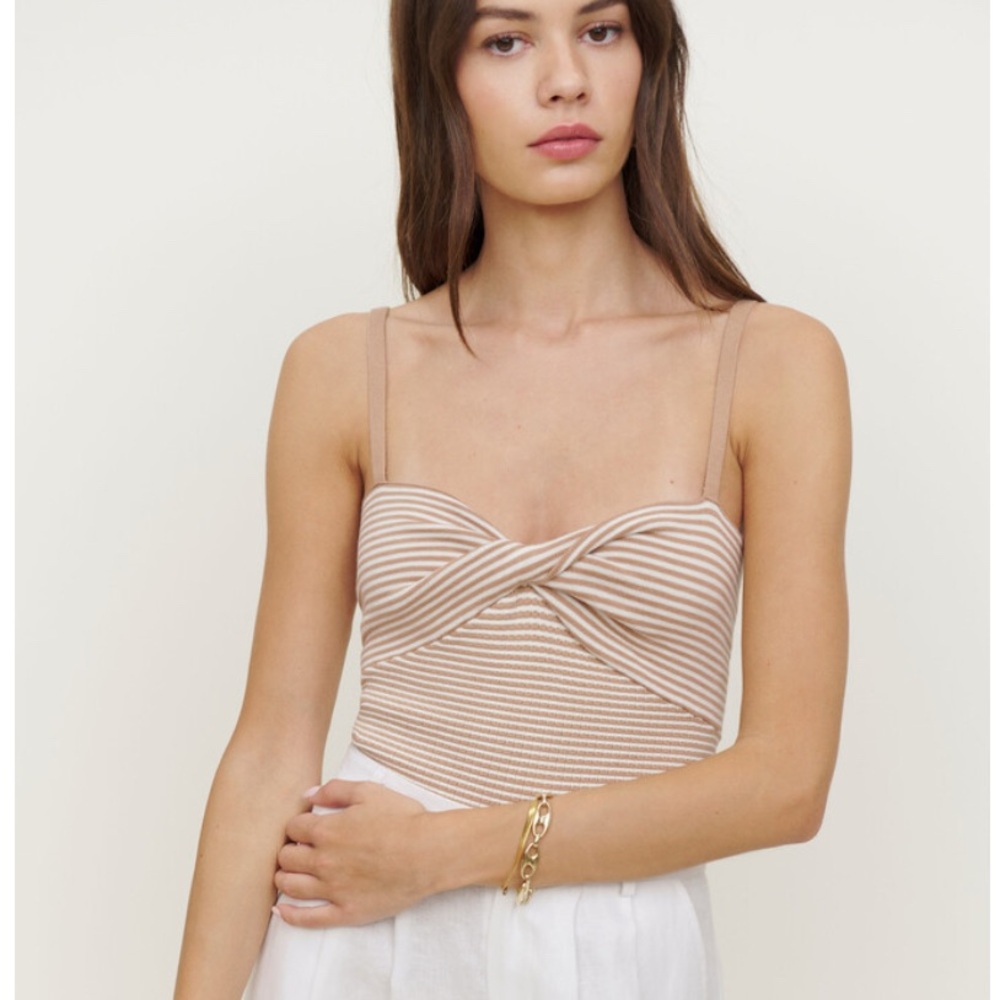Reformation Tan Striped Tank Top